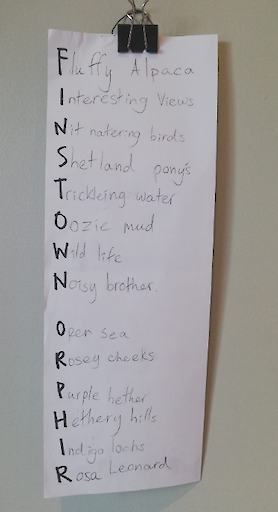 Acrostic poem by Rosa Leonard (9 years old).